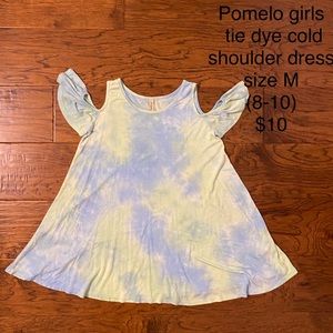 Pomelo girls tie dye cold shoulder dress